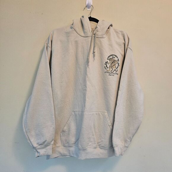 The Christian Boho Tops - The Christian Boho Sweatshirt Hoodie Women Sz L Strengthen Me Psalm 119:23 Gray